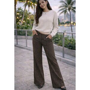 Vtg Y2K Charlotte Russe Womens Tweed Pants Low Rise Flare  Size 3 Pockets Brown